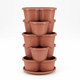 Vertical stackable planter tower by Virdena, 5-tier outdoor and indoor planter for herbs, strawberries, flowers, and vegetables.