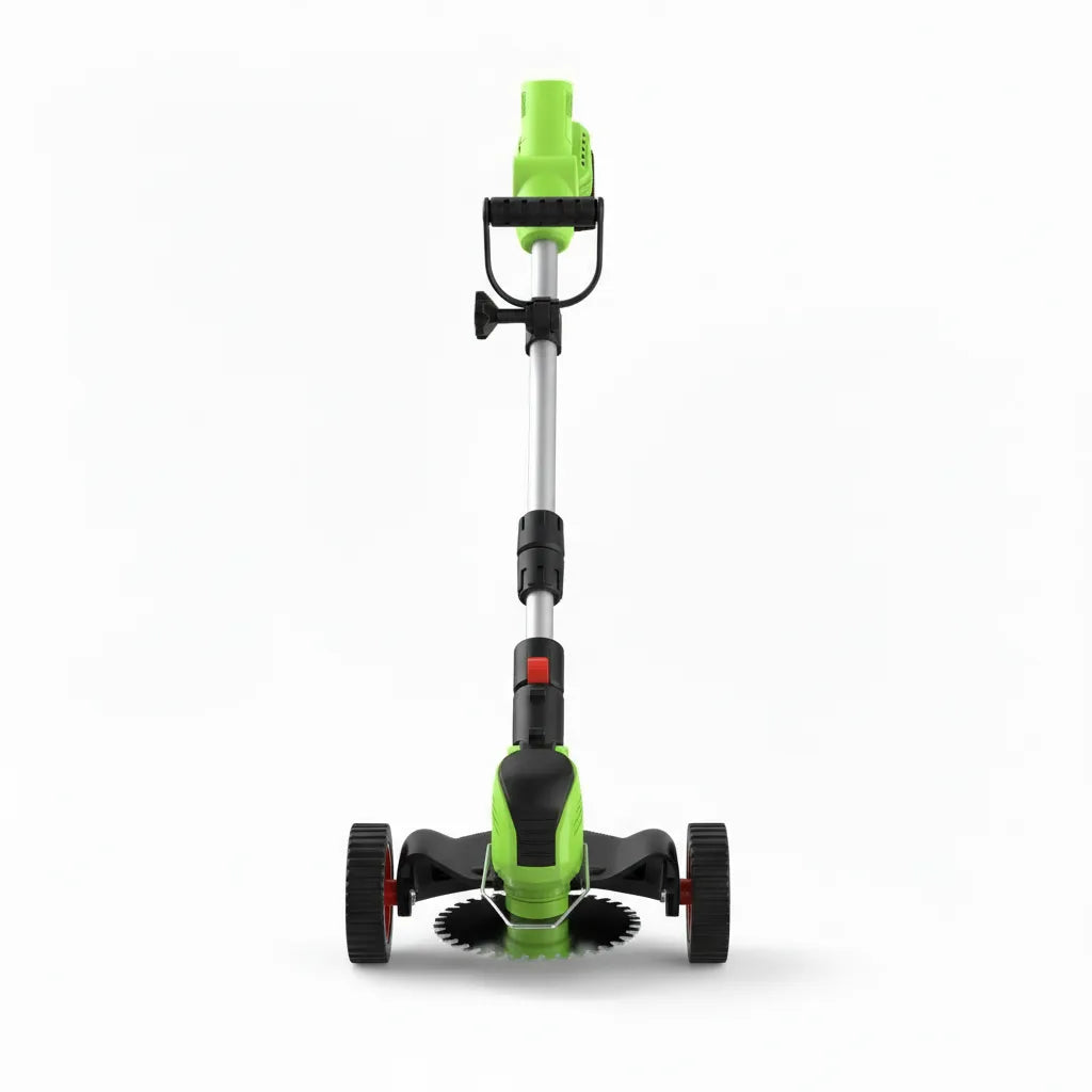 Virdena cordless 3-in-1 grass trimmer, brush cutter, and lawn edger with adjustable handle and lightweight design for easy yard work.