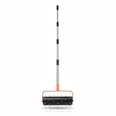 Virdena manual rolling lawn core aerator with 20-inch width, 2.4-inch steel spikes, and T-handle for yard and garden aeration.
